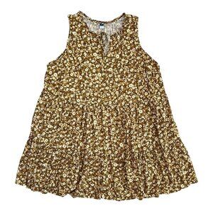 Old Navy Floral Tiered Mini Dress‎ Brown 4X Cottagecore Bloomcore Romantic